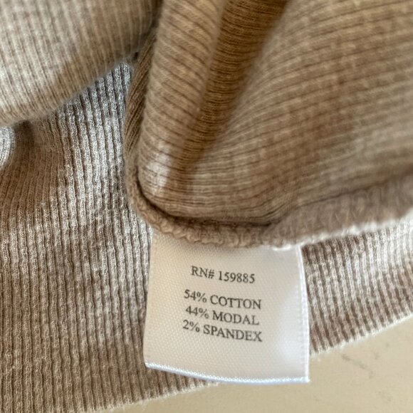 Bobi Los Angeles Wrap Front Long Sleeve Top in Oatmeal, Size Medium - Picture 3 of 6